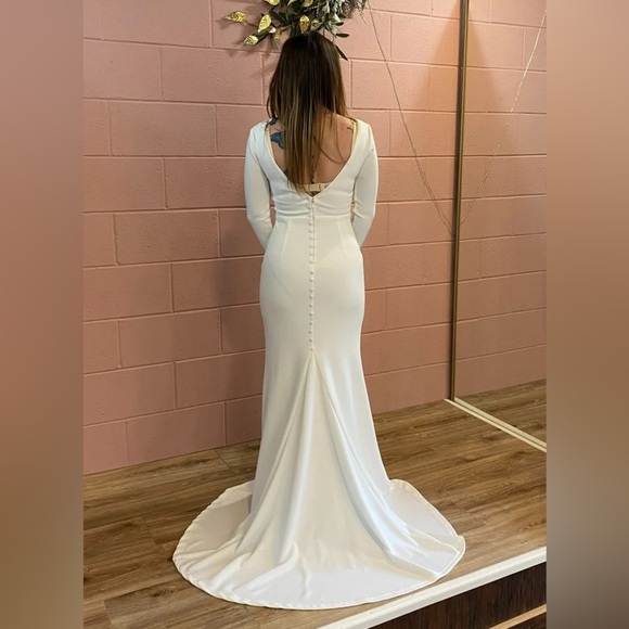 Feeling of Forever White Long Sleeve Mermaid Maxi Dress Gown - Picture 4 of 9